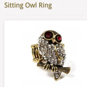NWT Sitting owl Austrian Crystal stretch ring